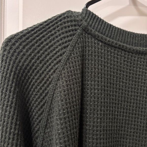 Dark Green Waffle Knit Pullover - Picture 4 of 4